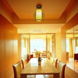 Designer Touch Decorative Unique Semi Flush Mount Creative Round Bamboo Ceiling Light Porch Lighting