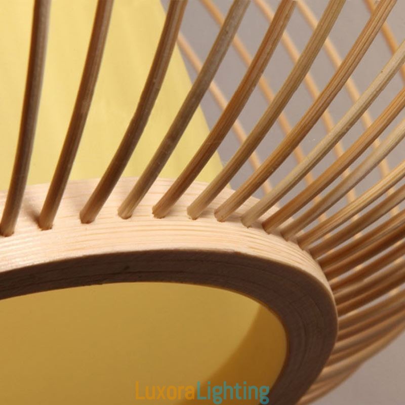 Designer Touch Decorative Unique Semi Flush Mount Creative Round Bamboo Ceiling Light Porch Lighting