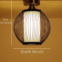 Designer Touch Decorative Unique Semi Flush Mount Creative Round Bamboo Ceiling Light Porch Lighting