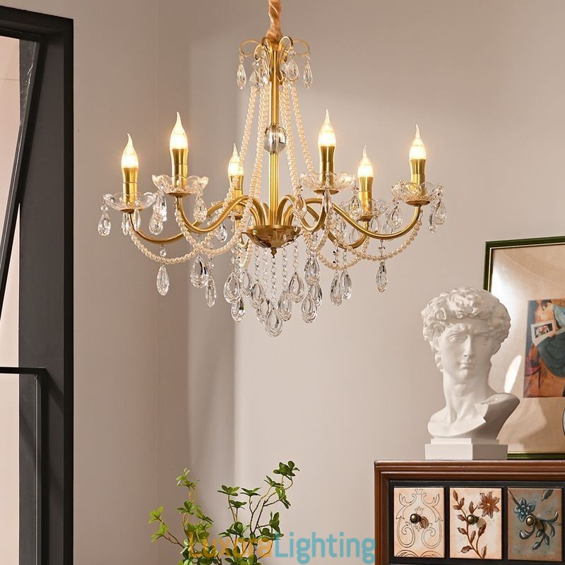 Designer Touch Decorative American Crystal Pendant Light Country Style Creative Iron Art Ceiling Light