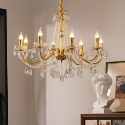 Designer Touch Decorative American Crystal Pendant Light Country Style Creative Iron Art Ceiling Light