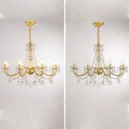 Designer Touch Decorative American Crystal Pendant Light Country Style Creative Iron Art Ceiling Light