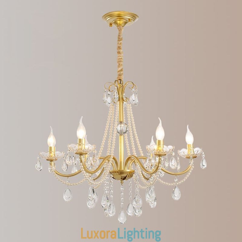 Designer Touch Decorative American Crystal Pendant Light Country Style Creative Iron Art Ceiling Light