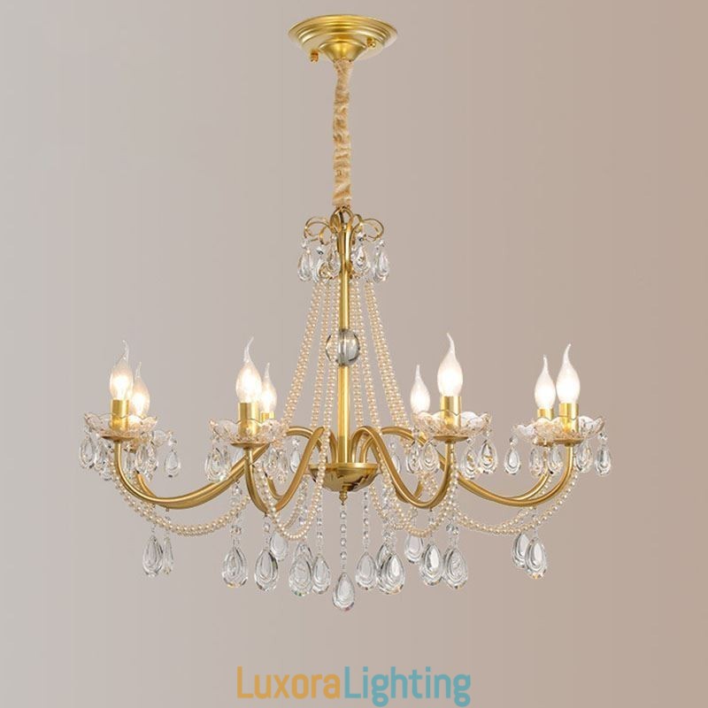 Designer Touch Decorative American Crystal Pendant Light Country Style Creative Iron Art Ceiling Light