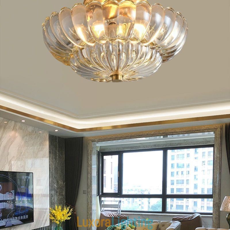 Designer Touch Decorative Modern Flush Mount Lotus Base Ceiling Light