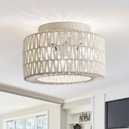 Designer Touch Decorative Country Style Flush Mount American Woven Cage Ceiling Light