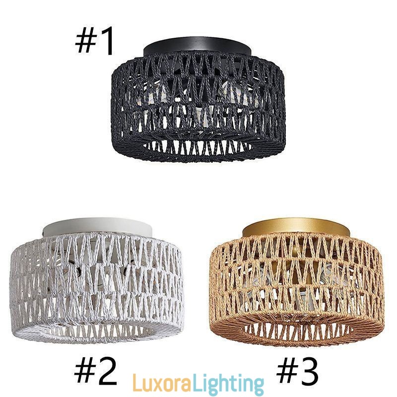 Designer Touch Decorative Country Style Flush Mount American Woven Cage Ceiling Light