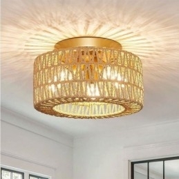 Designer Touch Decorative Country Style Flush Mount American Woven Cage Ceiling Light