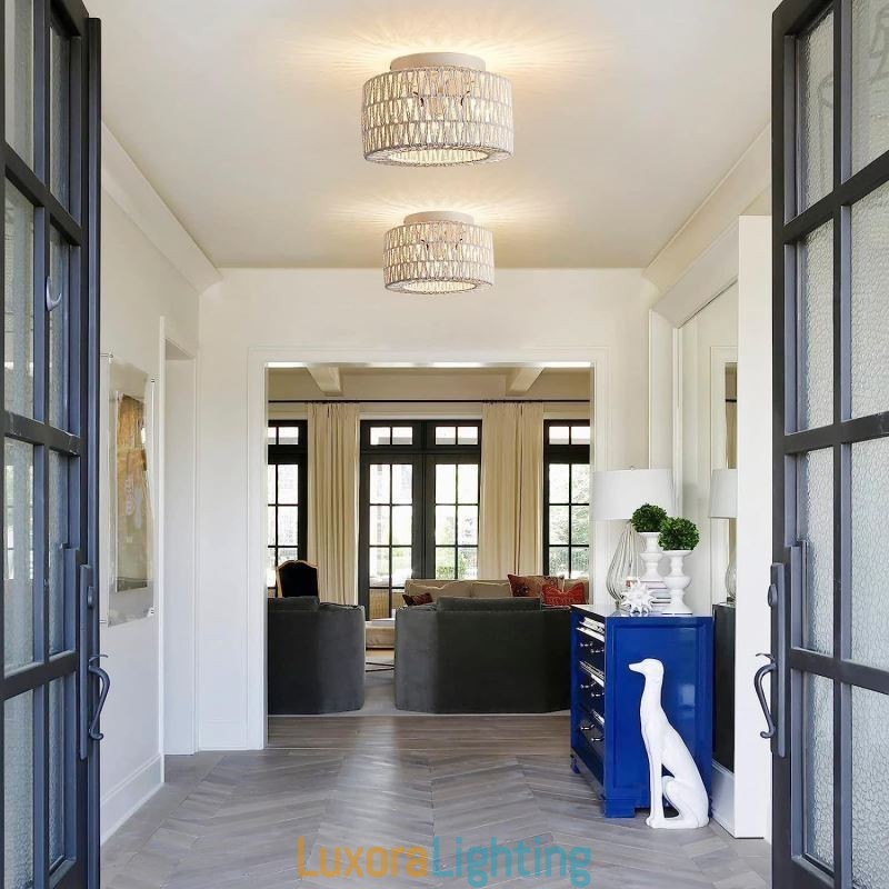 Designer Touch Decorative Country Style Flush Mount American Woven Cage Ceiling Light