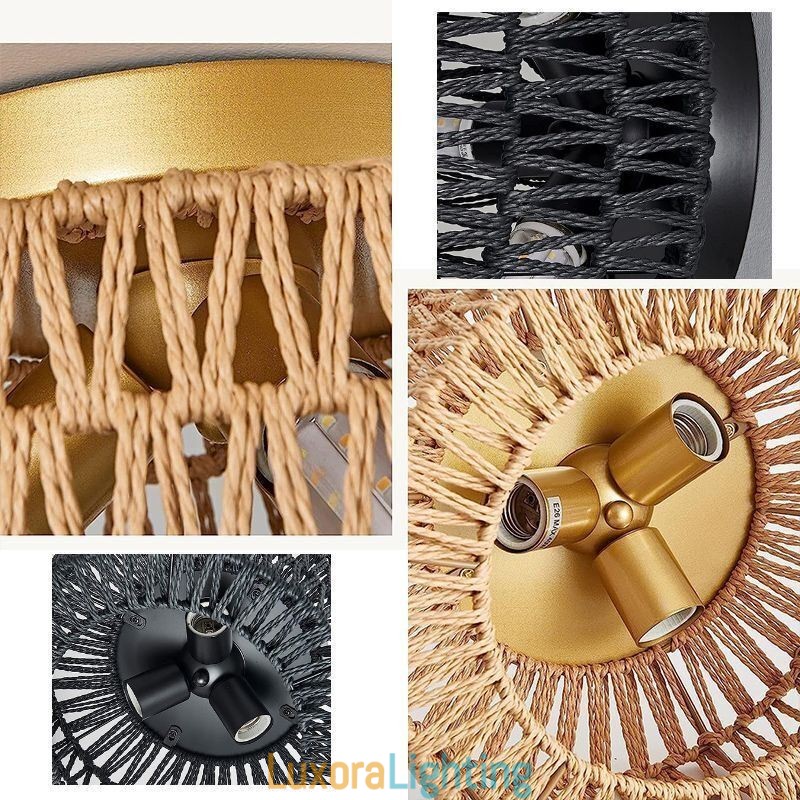 Designer Touch Decorative Country Style Flush Mount American Woven Cage Ceiling Light
