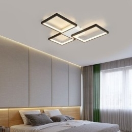 Designer Touch Decorative Flush Mount Minimalist 3 Square Ceiling Light Stepless Dimmable With Remote Control 60W