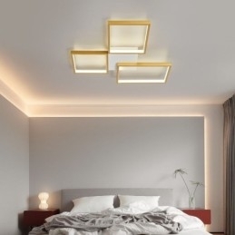 Designer Touch Decorative Flush Mount Minimalist 3 Square Ceiling Light Stepless Dimmable With Remote Control 60W