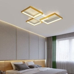 Designer Touch Decorative Flush Mount Minimalist 3 Square Ceiling Light Stepless Dimmable With Remote Control 60W