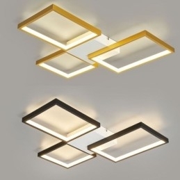 Designer Touch Decorative Flush Mount Minimalist 3 Square Ceiling Light Stepless Dimmable With Remote Control 60W