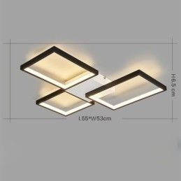 Designer Touch Decorative Flush Mount Minimalist 3 Square Ceiling Light Stepless Dimmable With Remote Control 60W