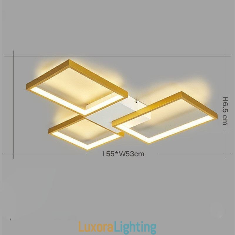 Designer Touch Decorative Flush Mount Minimalist 3 Square Ceiling Light Stepless Dimmable With Remote Control 60W