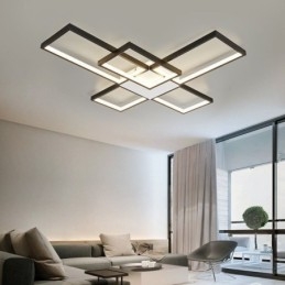 Designer Touch Decorative Minimalist Flush Mount Five Square Ceiling Light Stepless Dimmable With Remote Control 92W