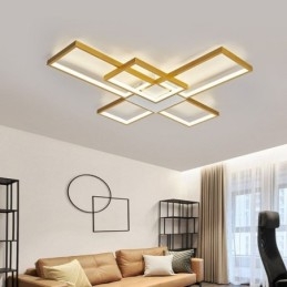 Designer Touch Decorative Minimalist Flush Mount Five Square Ceiling Light Stepless Dimmable With Remote Control 92W