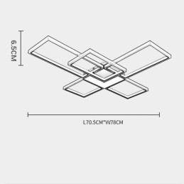 Designer Touch Decorative Minimalist Flush Mount Five Square Ceiling Light Stepless Dimmable With Remote Control 92W