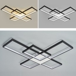 Designer Touch Decorative Minimalist Flush Mount Five Square Ceiling Light Stepless Dimmable With Remote Control 92W