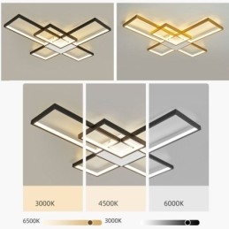 Designer Touch Decorative Minimalist Flush Mount Five Square Ceiling Light Stepless Dimmable With Remote Control 92W