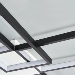 Designer Touch Decorative Minimalist Flush Mount Five Square Ceiling Light Stepless Dimmable With Remote Control 92W