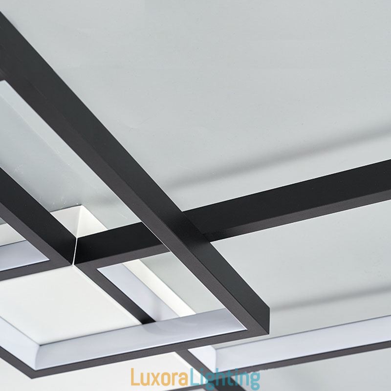 Designer Touch Decorative Minimalist Flush Mount Five Square Ceiling Light Stepless Dimmable With Remote Control 92W