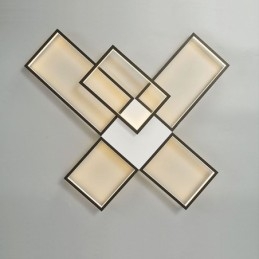 Designer Touch Decorative Minimalist Flush Mount Five Square Ceiling Light Stepless Dimmable With Remote Control 92W