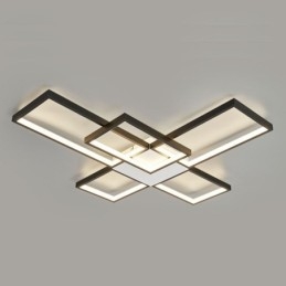 Designer Touch Decorative Minimalist Flush Mount Five Square Ceiling Light Stepless Dimmable With Remote Control 92W