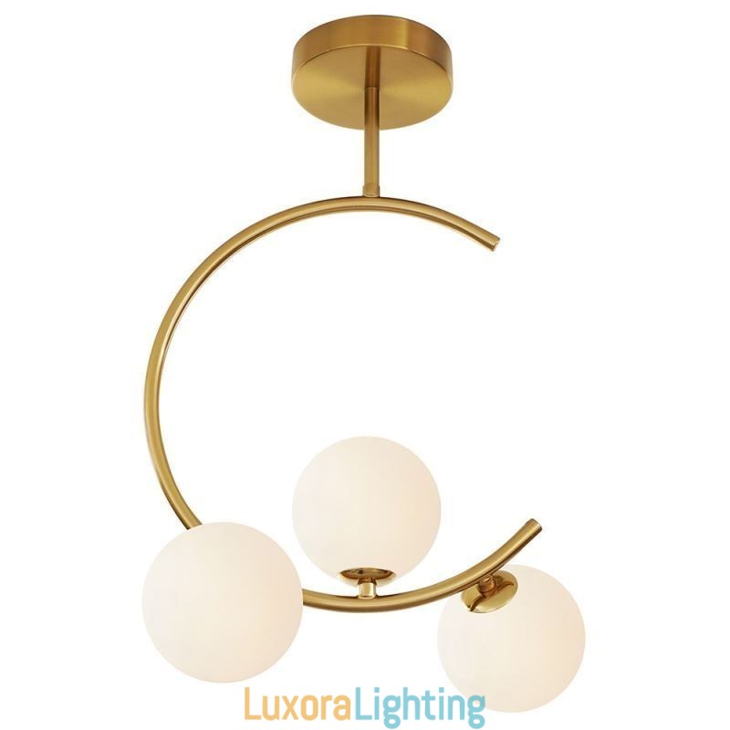 Designer Touch Decorative Modern And Simple Flush Mount Three Head Milky White Glass Ceiling Light G9 5W