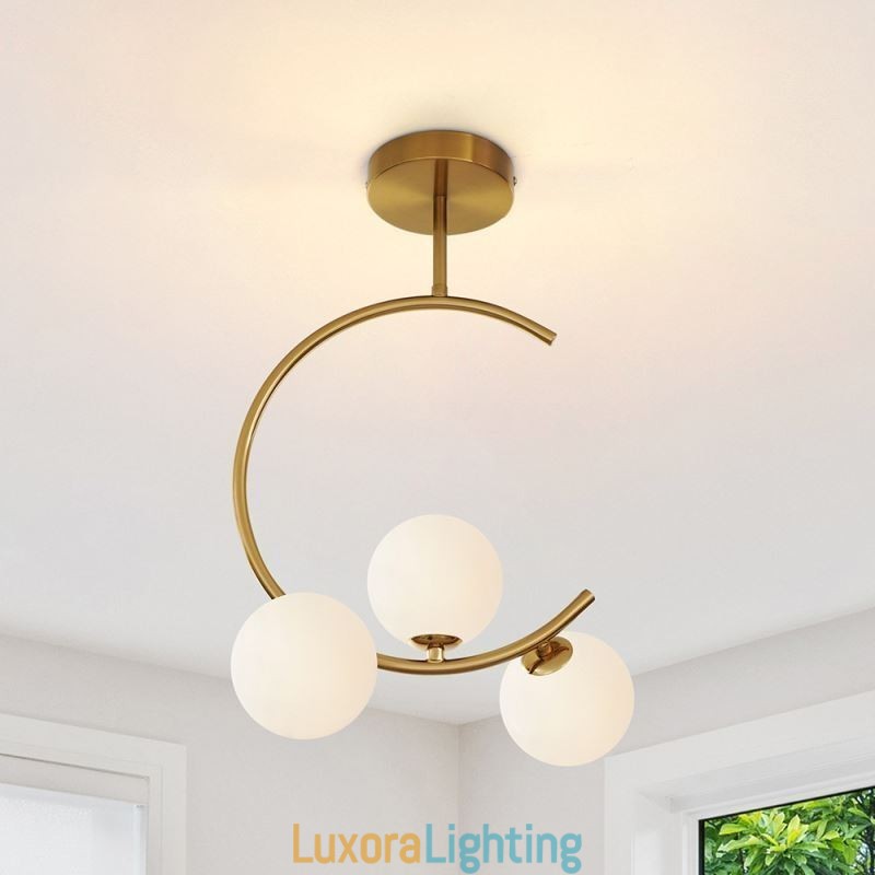 Designer Touch Decorative Modern And Simple Flush Mount Three Head Milky White Glass Ceiling Light G9 5W