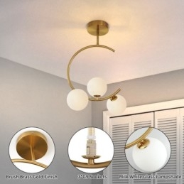 Designer Touch Decorative Modern And Simple Flush Mount Three Head Milky White Glass Ceiling Light G9 5W