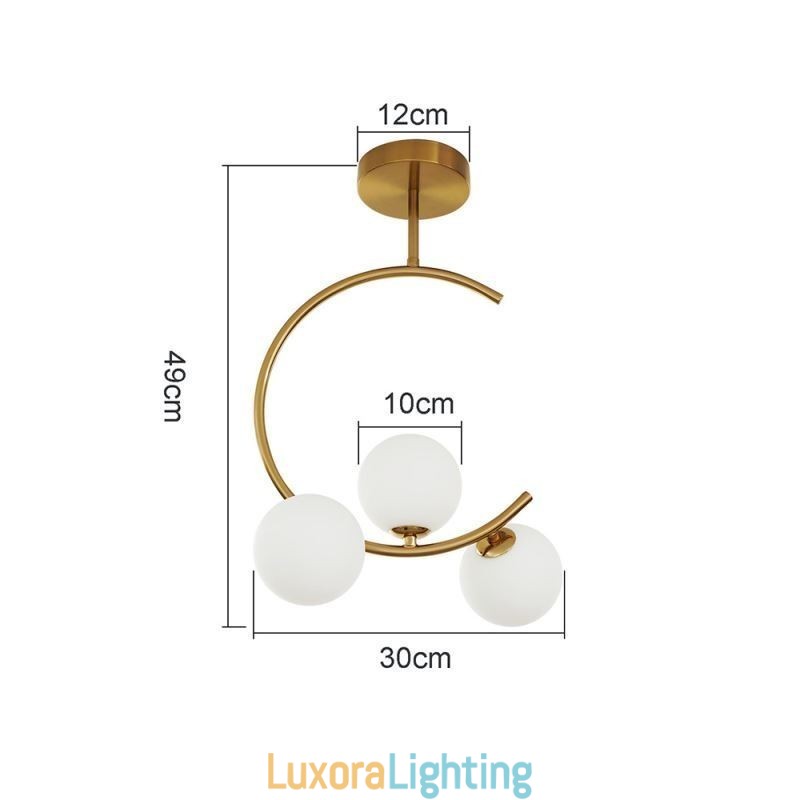 Designer Touch Decorative Modern And Simple Flush Mount Three Head Milky White Glass Ceiling Light G9 5W