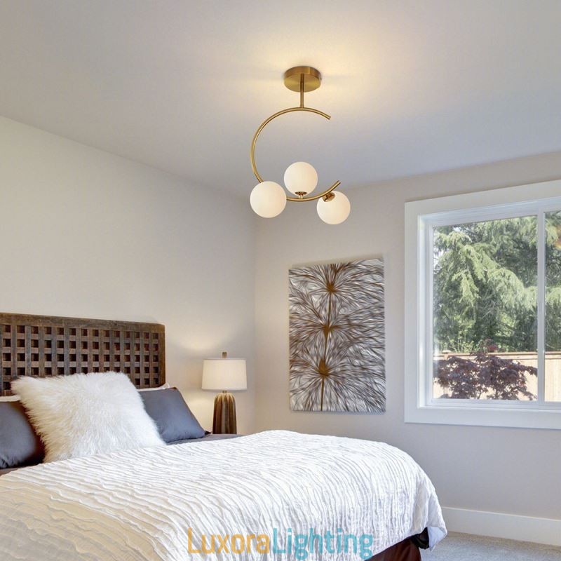 Designer Touch Decorative Modern And Simple Flush Mount Three Head Milky White Glass Ceiling Light G9 5W