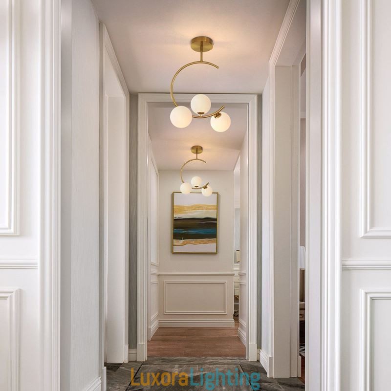 Designer Touch Decorative Modern And Simple Flush Mount Three Head Milky White Glass Ceiling Light G9 5W