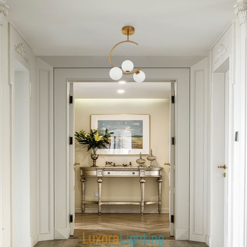 Designer Touch Decorative Modern And Simple Flush Mount Three Head Milky White Glass Ceiling Light G9 5W