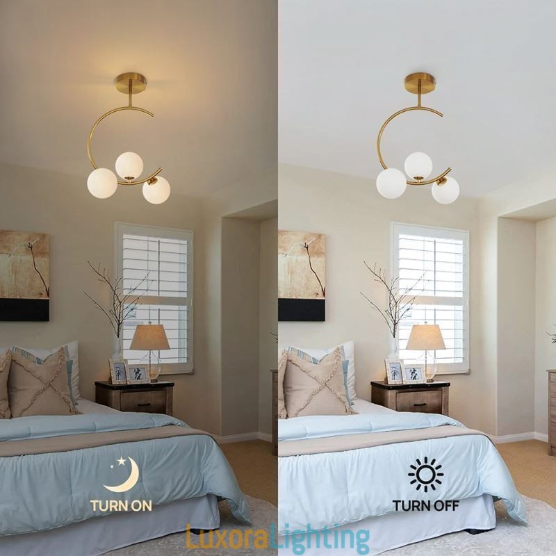 Designer Touch Decorative Modern And Simple Flush Mount Three Head Milky White Glass Ceiling Light G9 5W