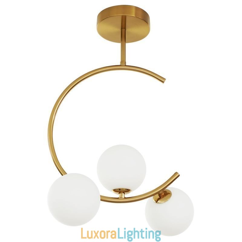 Designer Touch Decorative Modern And Simple Flush Mount Three Head Milky White Glass Ceiling Light G9 5W
