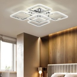 Designer Touch Decorative Flush Mount Chrome Acrylic Square Ceiling Light 5 Lights