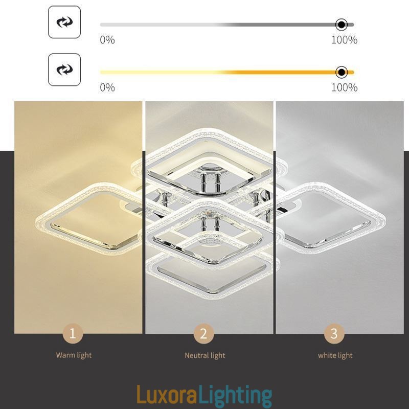 Designer Touch Decorative Flush Mount Chrome Acrylic Square Ceiling Light 5 Lights