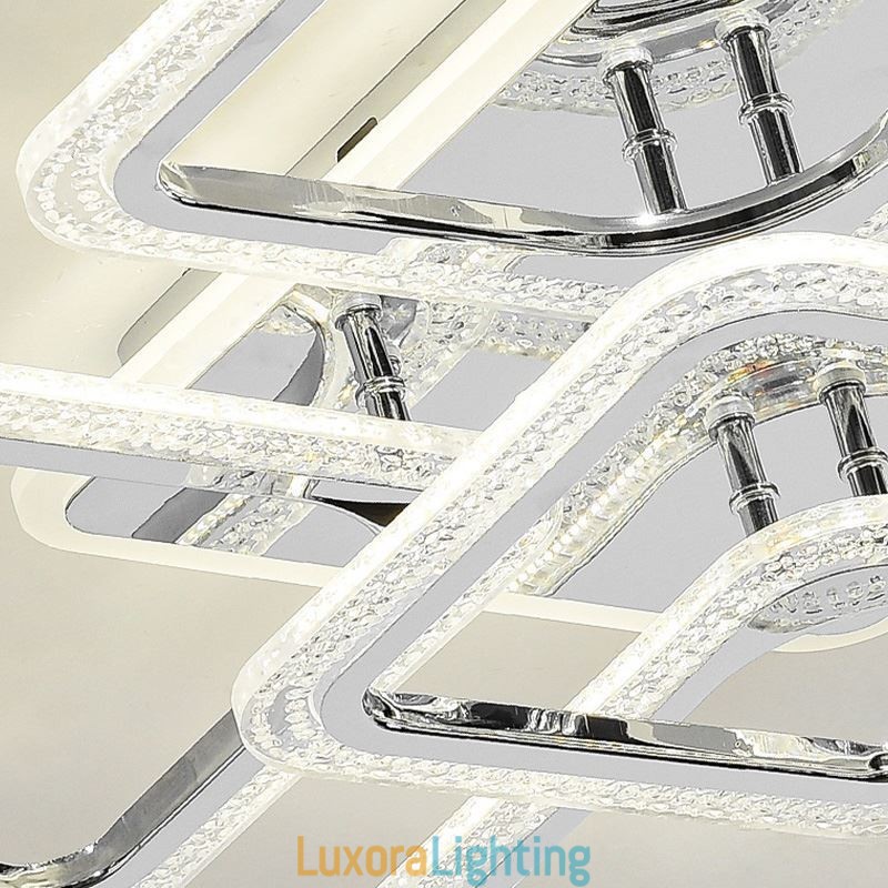 Designer Touch Decorative Flush Mount Chrome Acrylic Square Ceiling Light 5 Lights