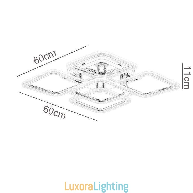 Designer Touch Decorative Flush Mount Chrome Acrylic Square Ceiling Light 5 Lights