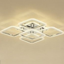 Designer Touch Decorative Flush Mount Chrome Acrylic Square Ceiling Light 5 Lights
