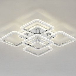 Designer Touch Decorative Flush Mount Chrome Acrylic Square Ceiling Light 5 Lights