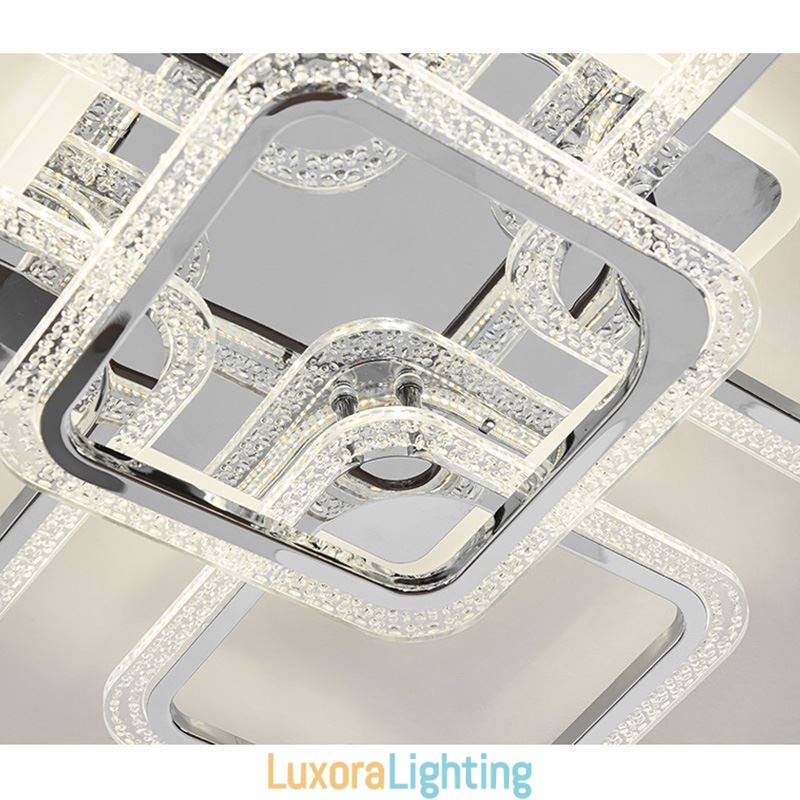 Designer Touch Decorative Flush Mount Chrome Acrylic Square Ceiling Light 5 Lights