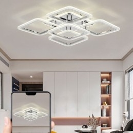 Designer Touch Decorative Flush Mount Chrome Acrylic Square Ceiling Light 5 Lights