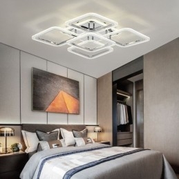 Designer Touch Decorative Flush Mount Chrome Acrylic Square Ceiling Light 5 Lights