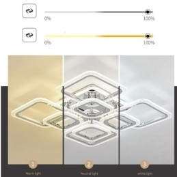 Designer Touch Decorative Flush Mount Acrylic Square Ceiling Light Chrome 8 Lights