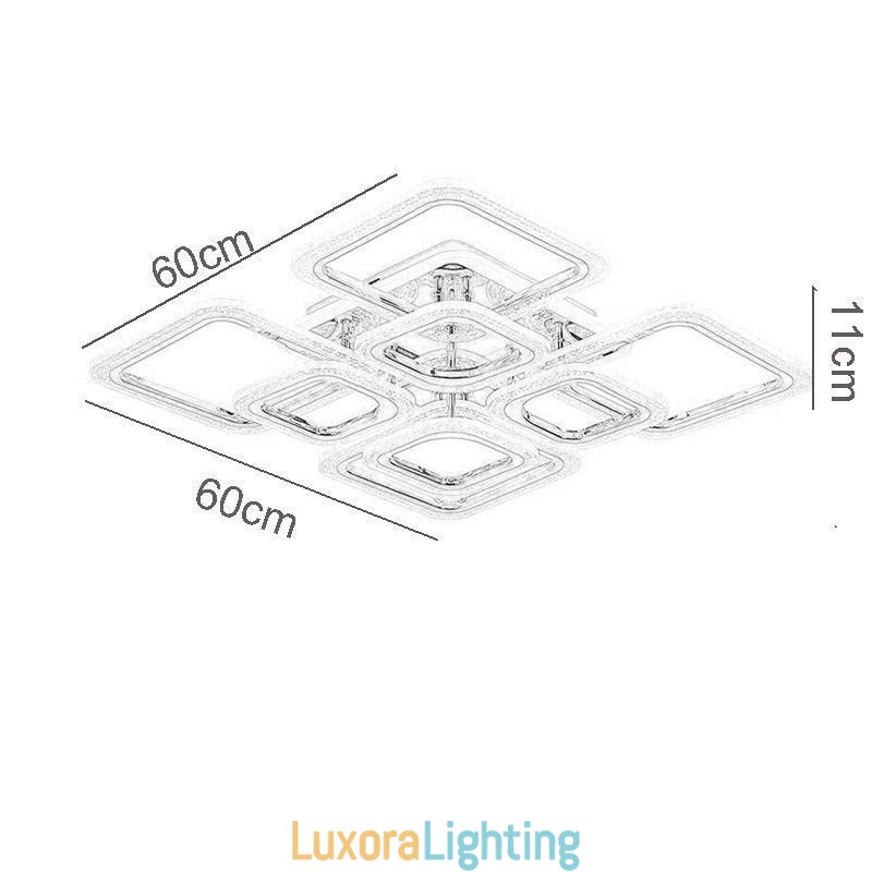 Designer Touch Decorative Flush Mount Acrylic Square Ceiling Light Chrome 8 Lights