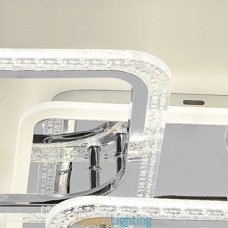 Designer Touch Decorative Flush Mount Acrylic Square Ceiling Light Chrome 8 Lights